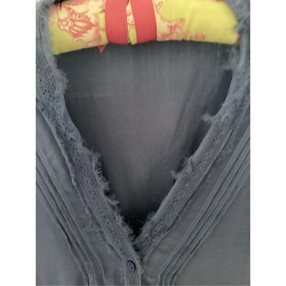 Sundance Mellow Days Silk Chiffon Blouse Top Sz XS Button Up V Neck Blue - Picture 2 of 9